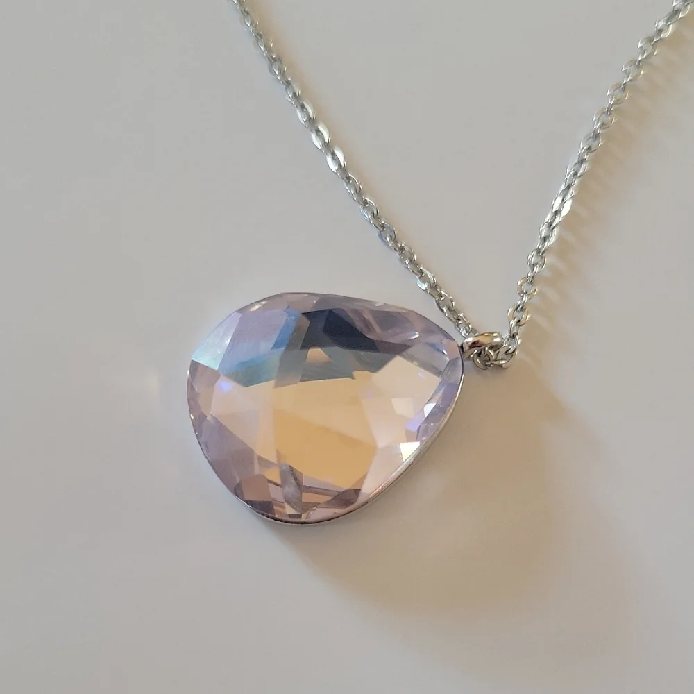 Swarovski Pink Tint Crystal Necklace - Picture 3 of 11